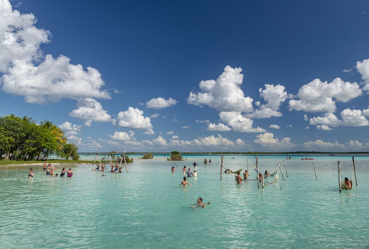 Bacalar, a placid freshwater lagoon that stretches for about 26 miles, in Mexico.