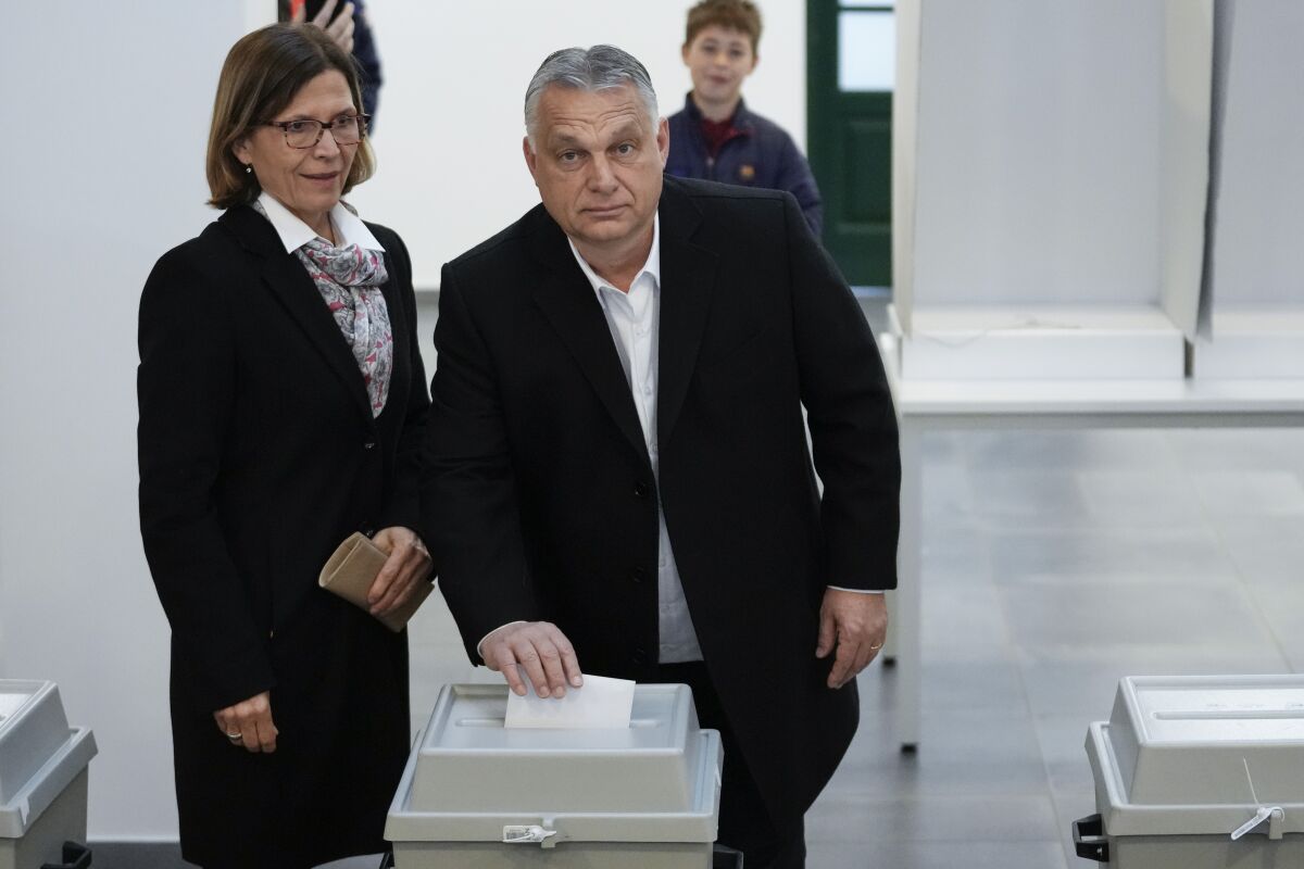 Prime Minister Viktor Orban casts his ballot.