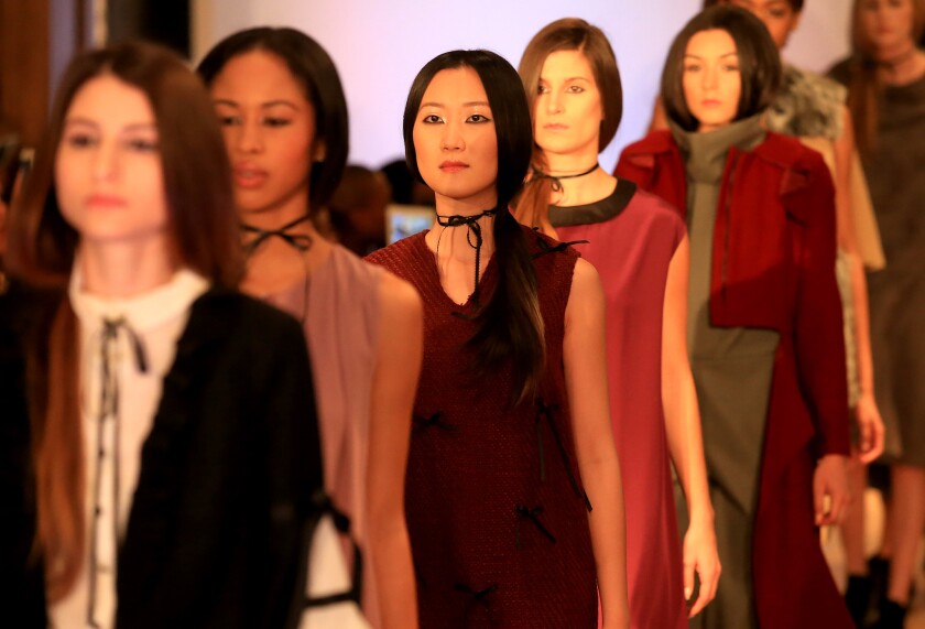 The finale of the William Bradley runway show during Los Angeles Fashion Week on March 1. A new group planning local shows in October has been granted trademark protection for the use of "LA Fashion Week."