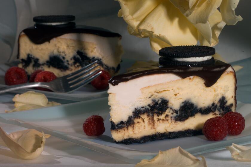 Oreo cheesecake with chocolate glaze.