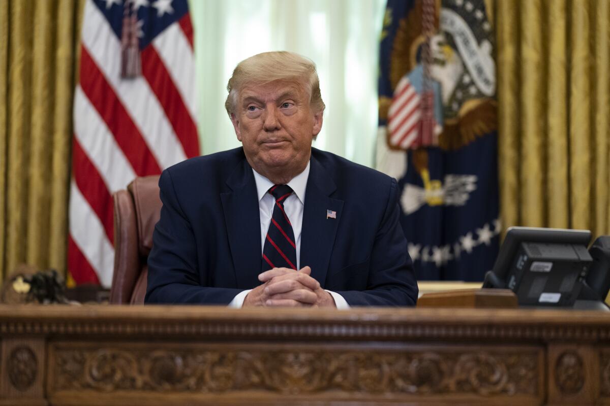 President Trump speaks during a signing ceremony on Sept. 4, 2020. 