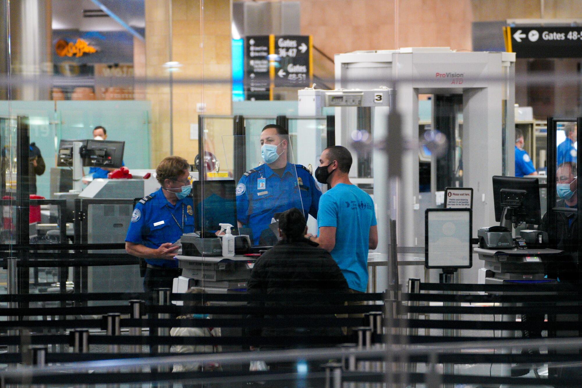 A TSA security checkpoint at an airport