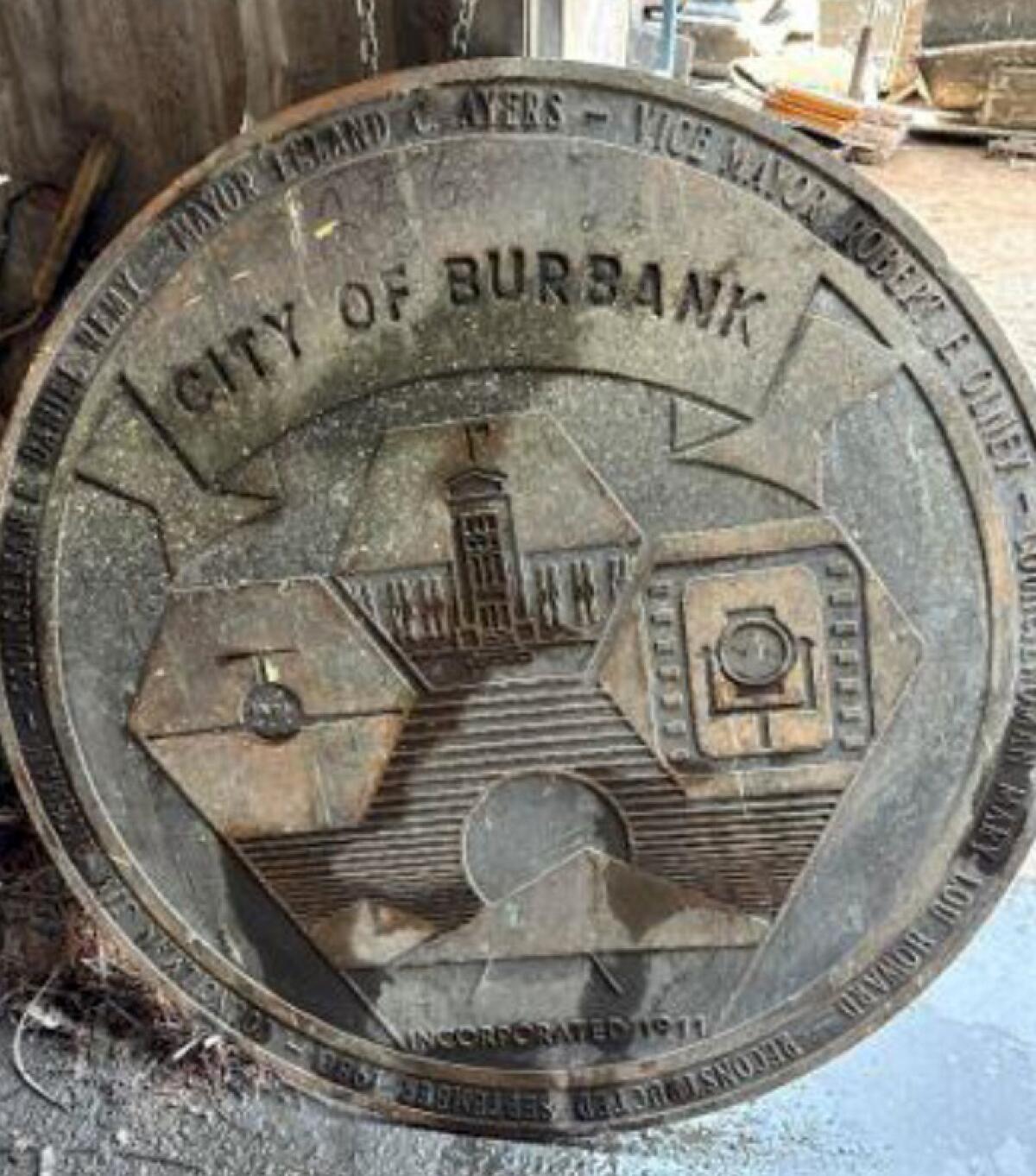 A 256-pound bronze plaque