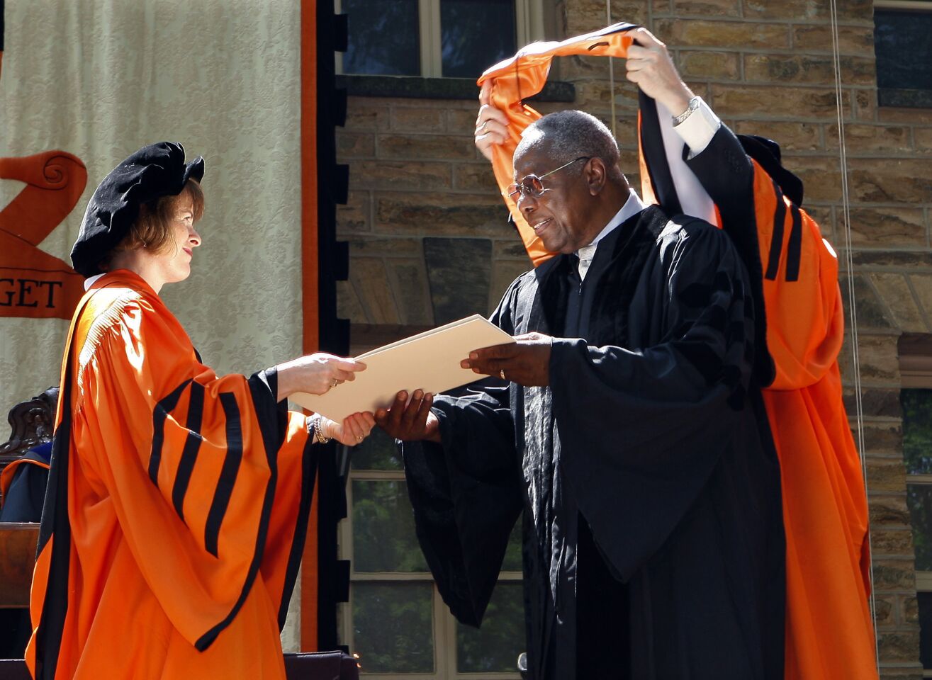 Hank Aaron is awarded an honorary doctorate of humanities at Princeton University