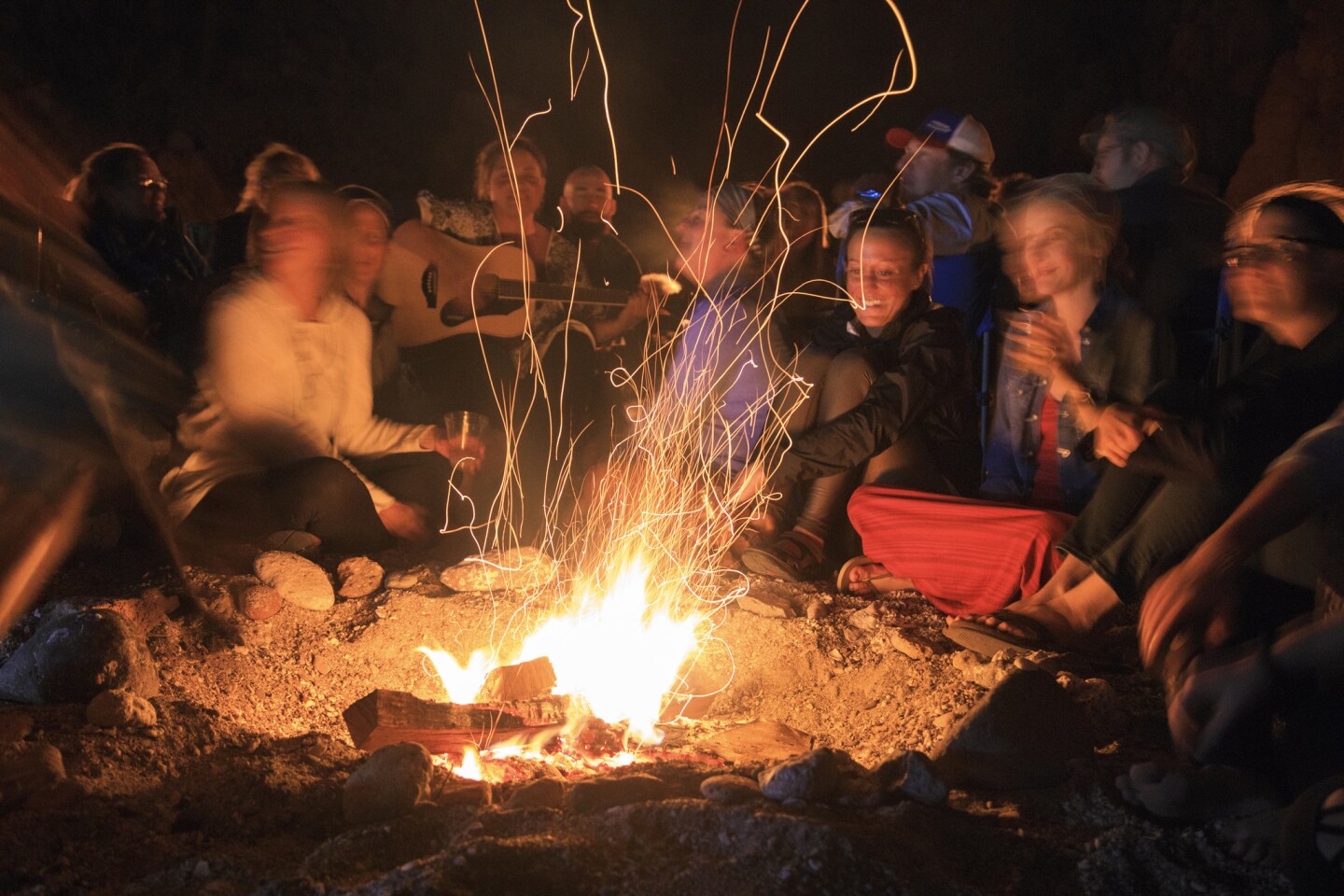A campfire on Bonanza Beach in Baja California, Mexico, is part of Lindblad Expeditions' and National Geographic's Sea Bird cruises.