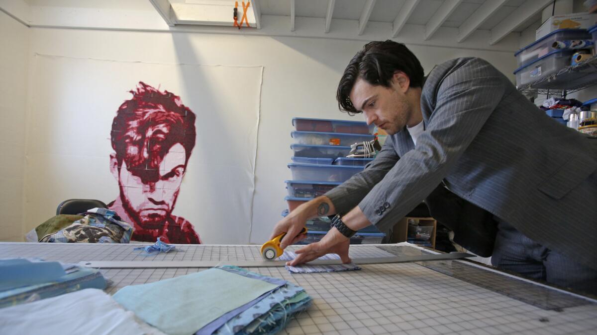 Luke Haynes, pictured, says there is no gender bias in his quiltmaking.