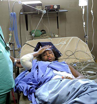 Bahia Bakari, 14, at the Moroni hospital Wednesday after she survived the Yemenia airliner crash off the Comoros.