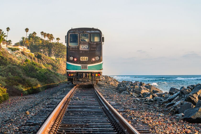 Southbound Metrolink train was stopped in San Clemente by ocean waves washing over the tracks