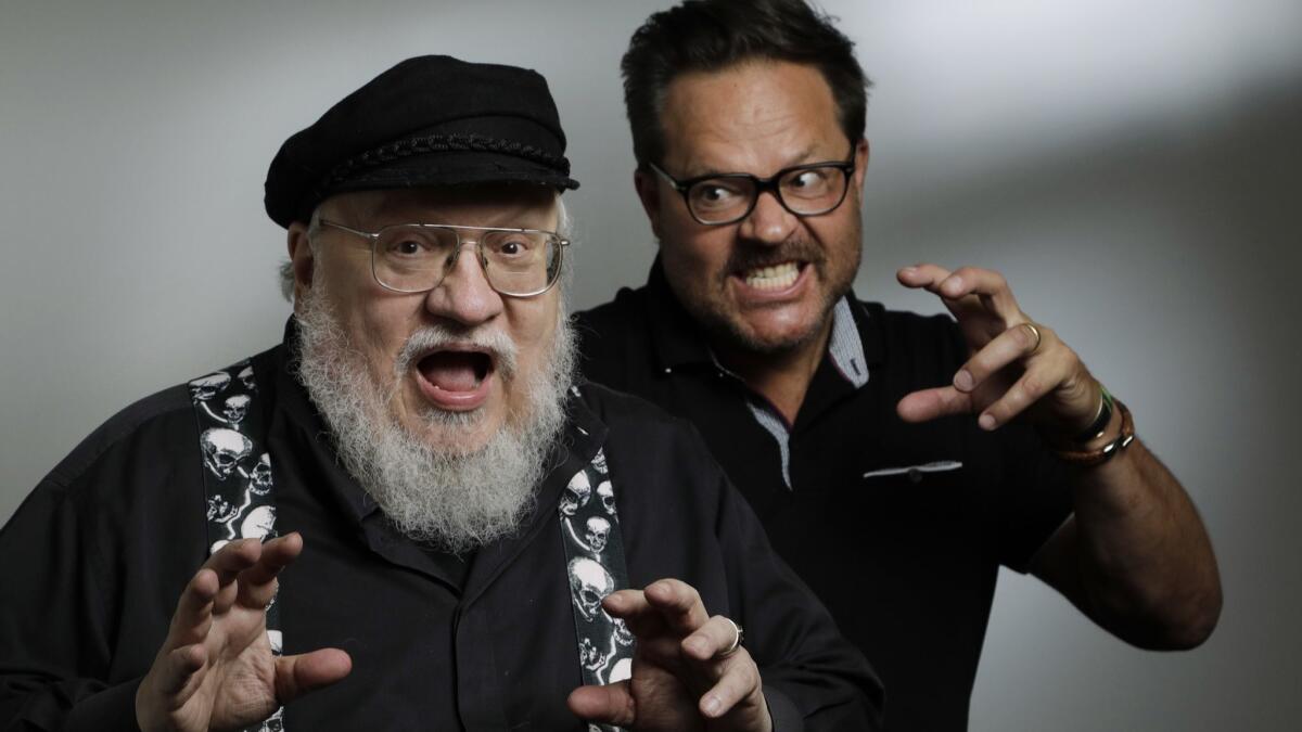 George R.R. Martin, left, scares up some chilling fun with showrunner and executive producer Jeff Buhler for their new Syfy series "Nightflyers," based on Martin’s 1980 sci-fi/horror novella.