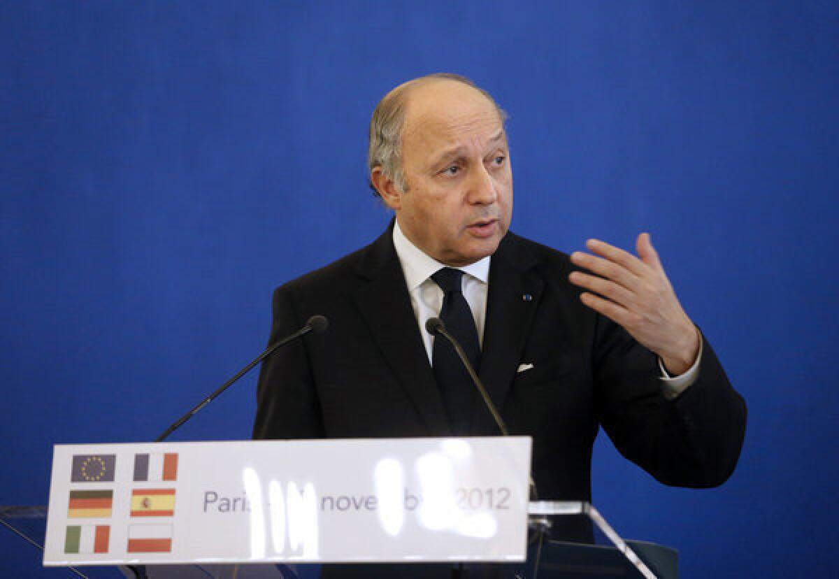 French Foreign Minister Laurent Fabius in Paris this month.