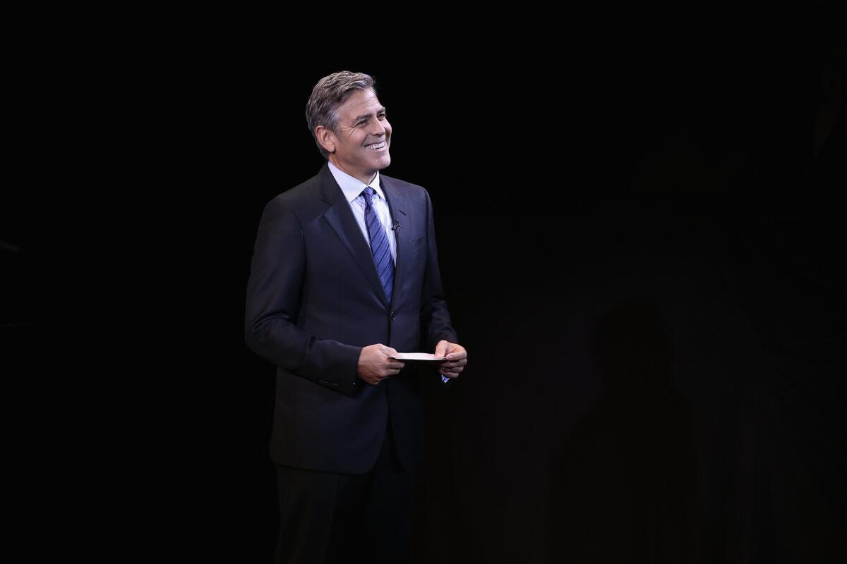 George Clooney speaks onstage during SeriousFun Children's Network 2015 New York Gala: An Evening of SeriousFun Celebrating the Legacy of Paul Newman at Avery Fisher Hall at Lincoln Center on March 2, 2015.