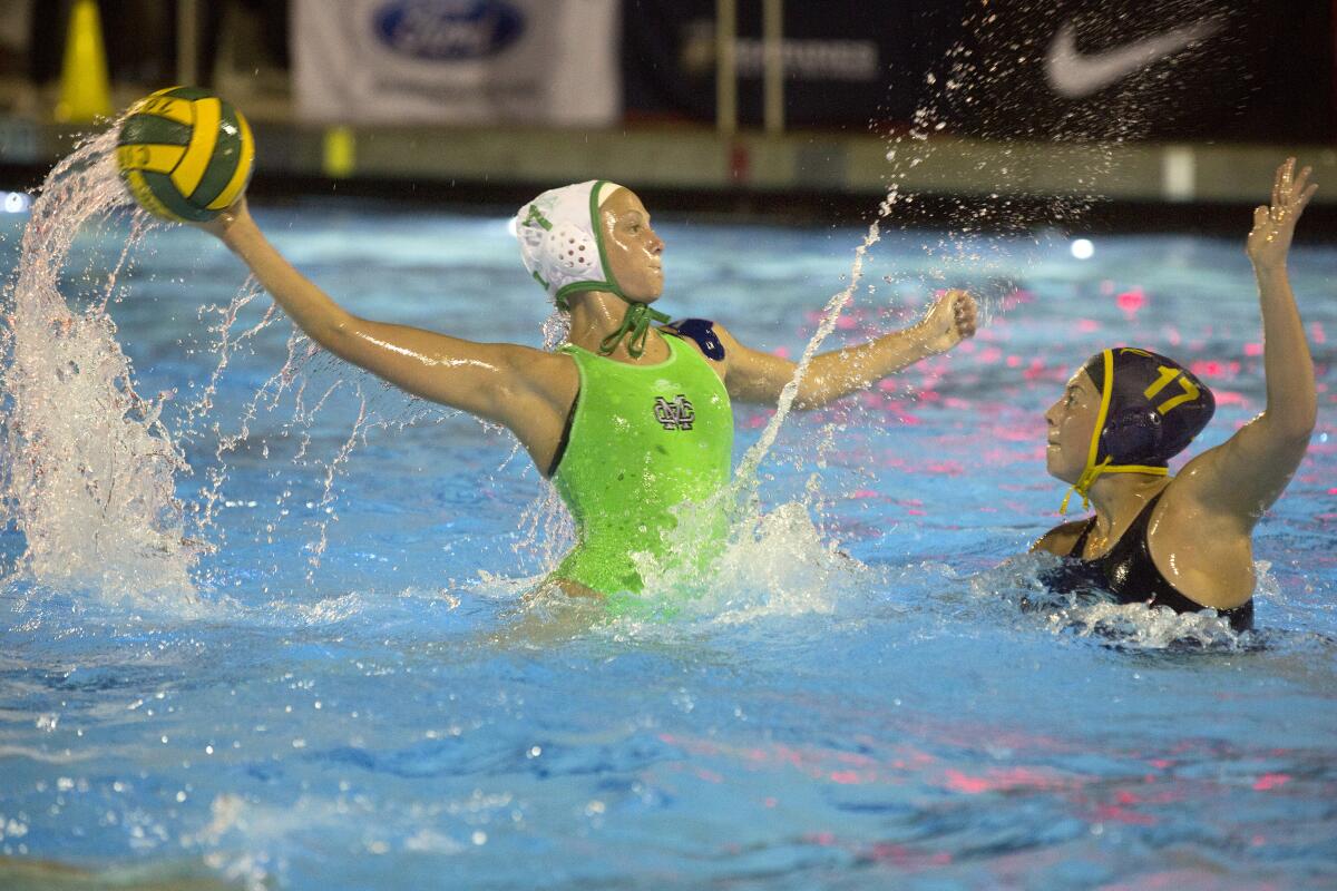 Costa Mesa's Kira Anderson shoots the ball against California during the CIF Southern Section Division 5 title match on Feb. 22.