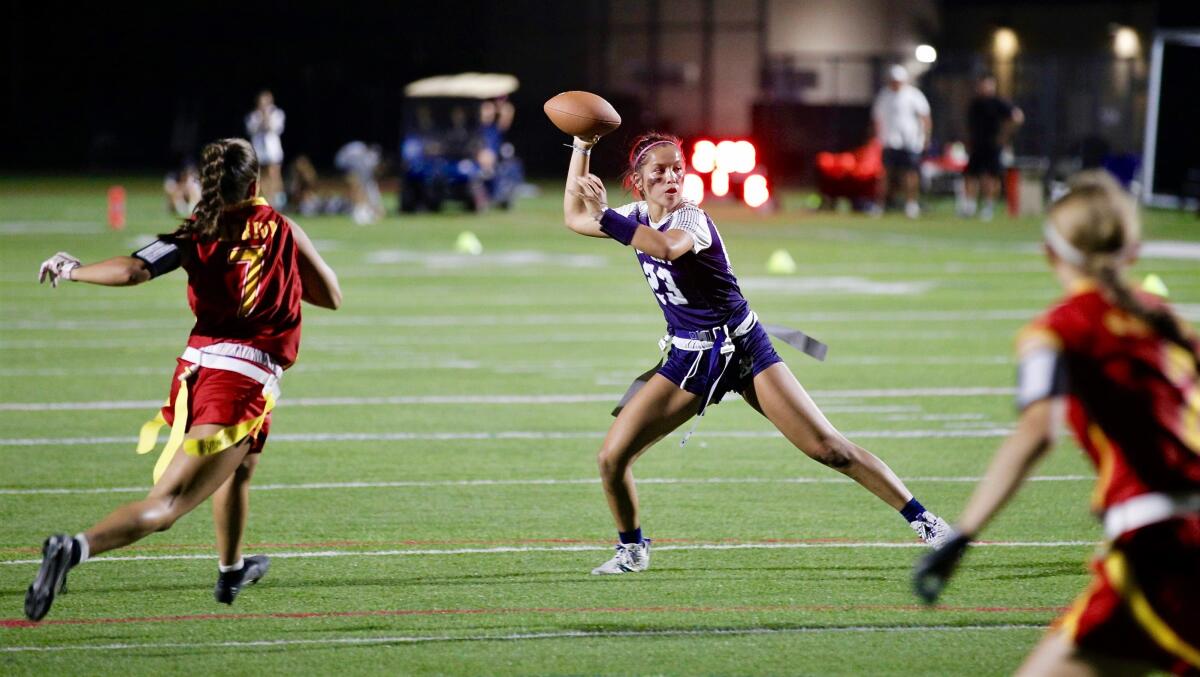 Newport Harbor quarterback Maia Helmar has tossed 57 touchdown passes in the Sailors’ 19 games this season.