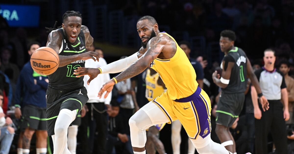 Column: Lakers’ bold first step into the playoffs is a staggering stumble
