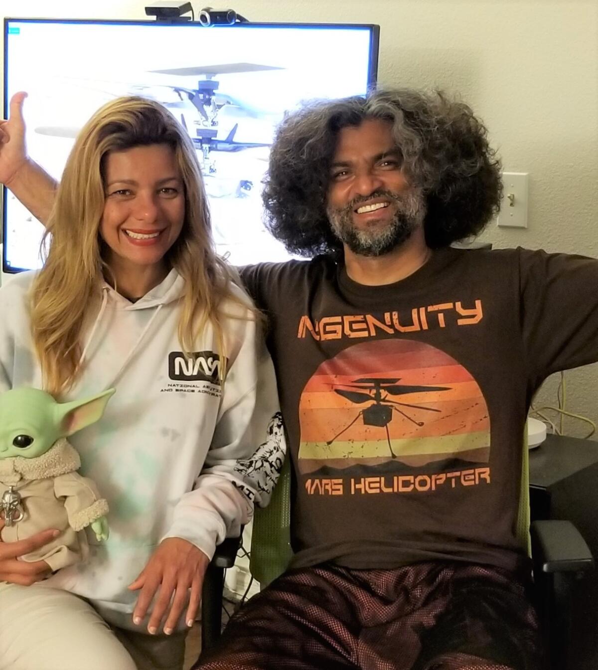 Raja Gosula and his wife Vanessa celebrated the Ingenuity flight on Mars.