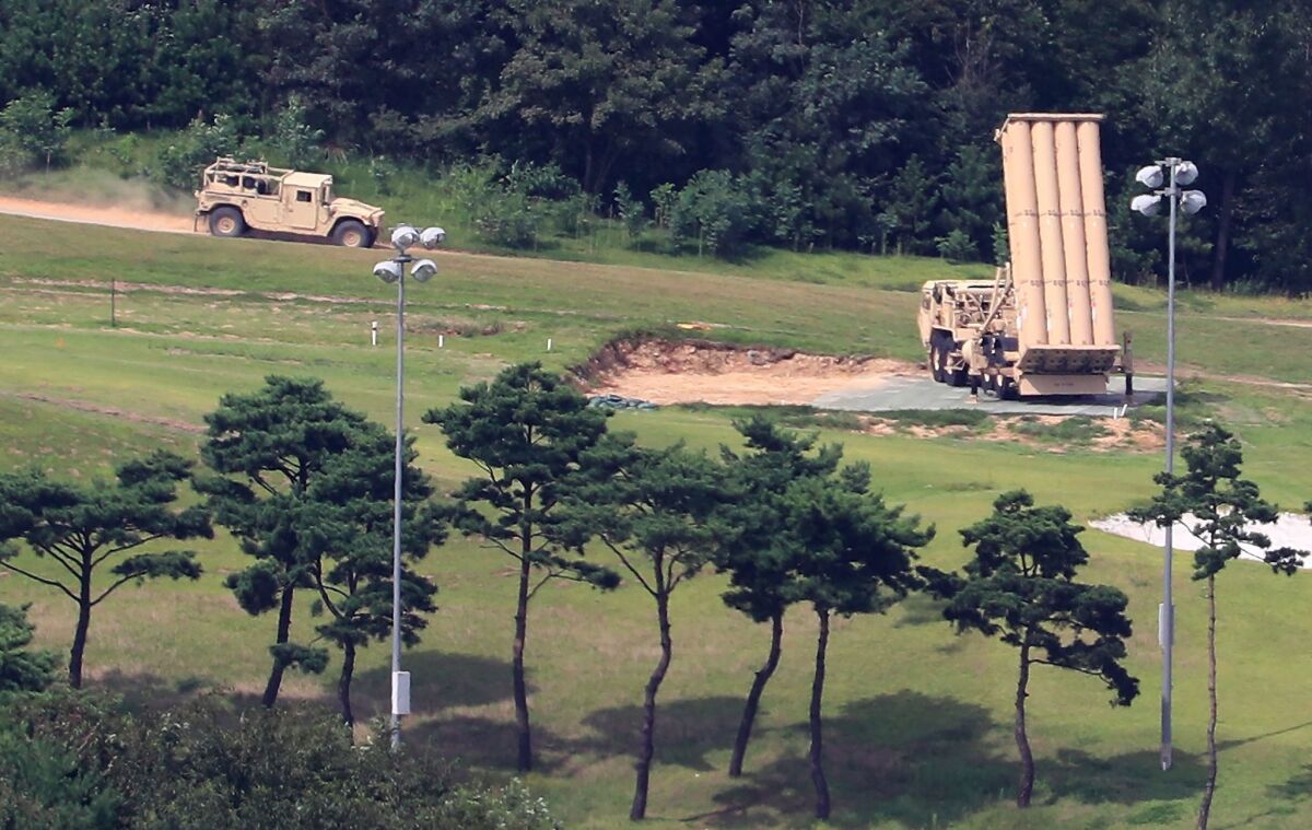 The U.S. installed the Terminal High Altitude Area Defense system at a former golf course in the southern county of Seongju last spring. China objected, saying the antimissile system's radar encroaches on its sovereignty.
