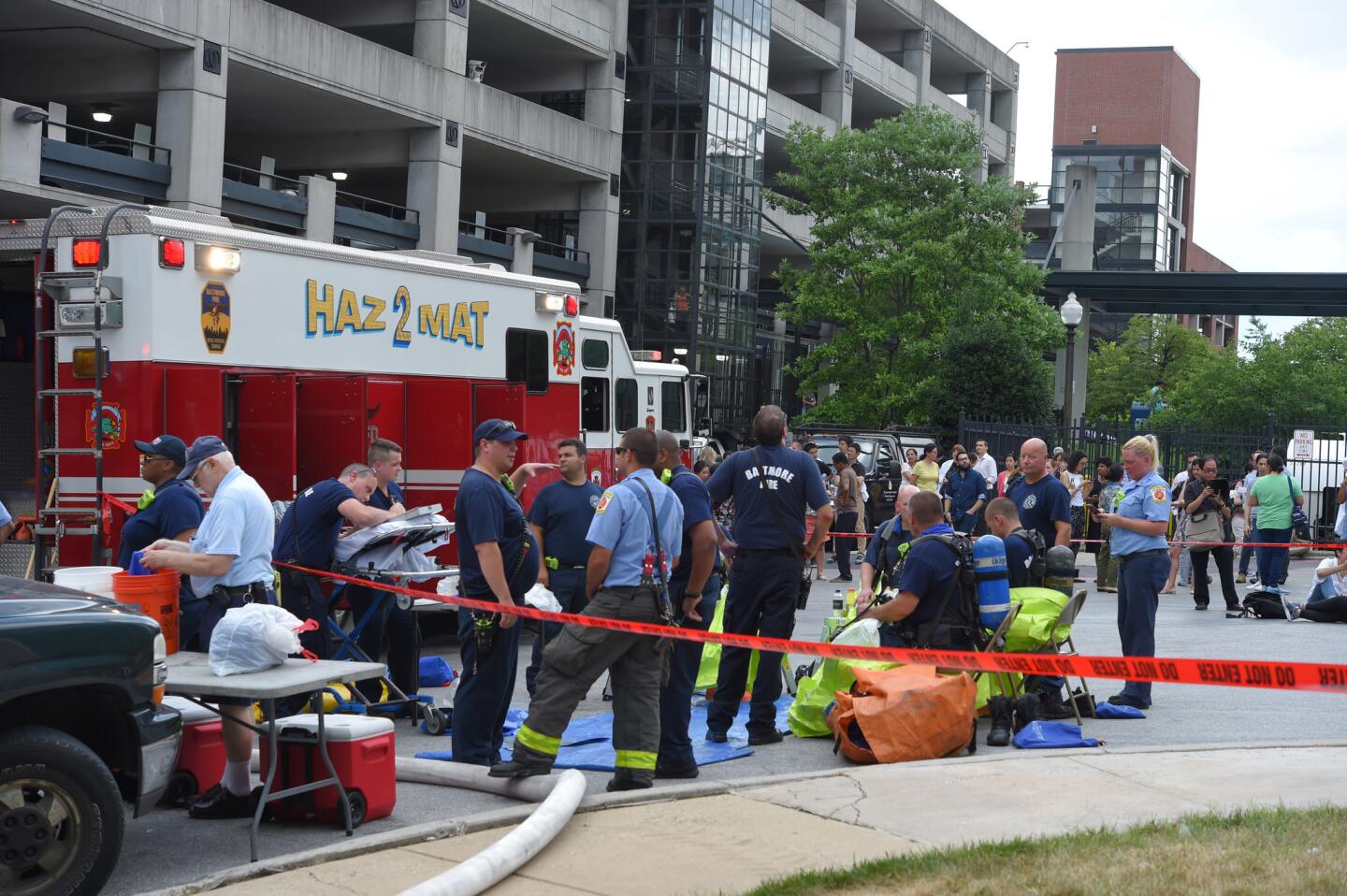 Hazmat team at Johns Hopkins after evacuation.