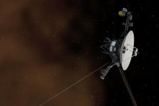 This artist's illustration depicts Voyager 1 entering interstellar space.