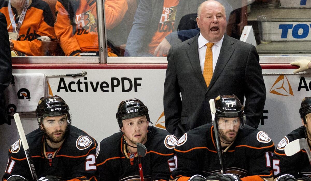 Ducks Coach Bruce Boudreau said of potential line changes: "We’ve got good guys not playing right now so if we’re not playing at the top of our game right now, we can make changes."