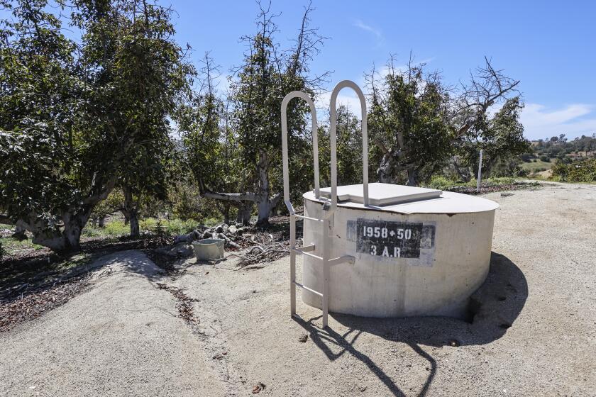 FALLBROOK, CA - APRIL 07: This is a Metropolitan Water District aqueduct inspection access point on a 20 acre parcel, that Charlie Wolk used to manage, just east of I-15 and south of Highway 76 in the Rainbow Water District on Wednesday, April 7, 2021 in Fallbrook, CA. (Eduardo Contreras / The San Diego Union-Tribune)