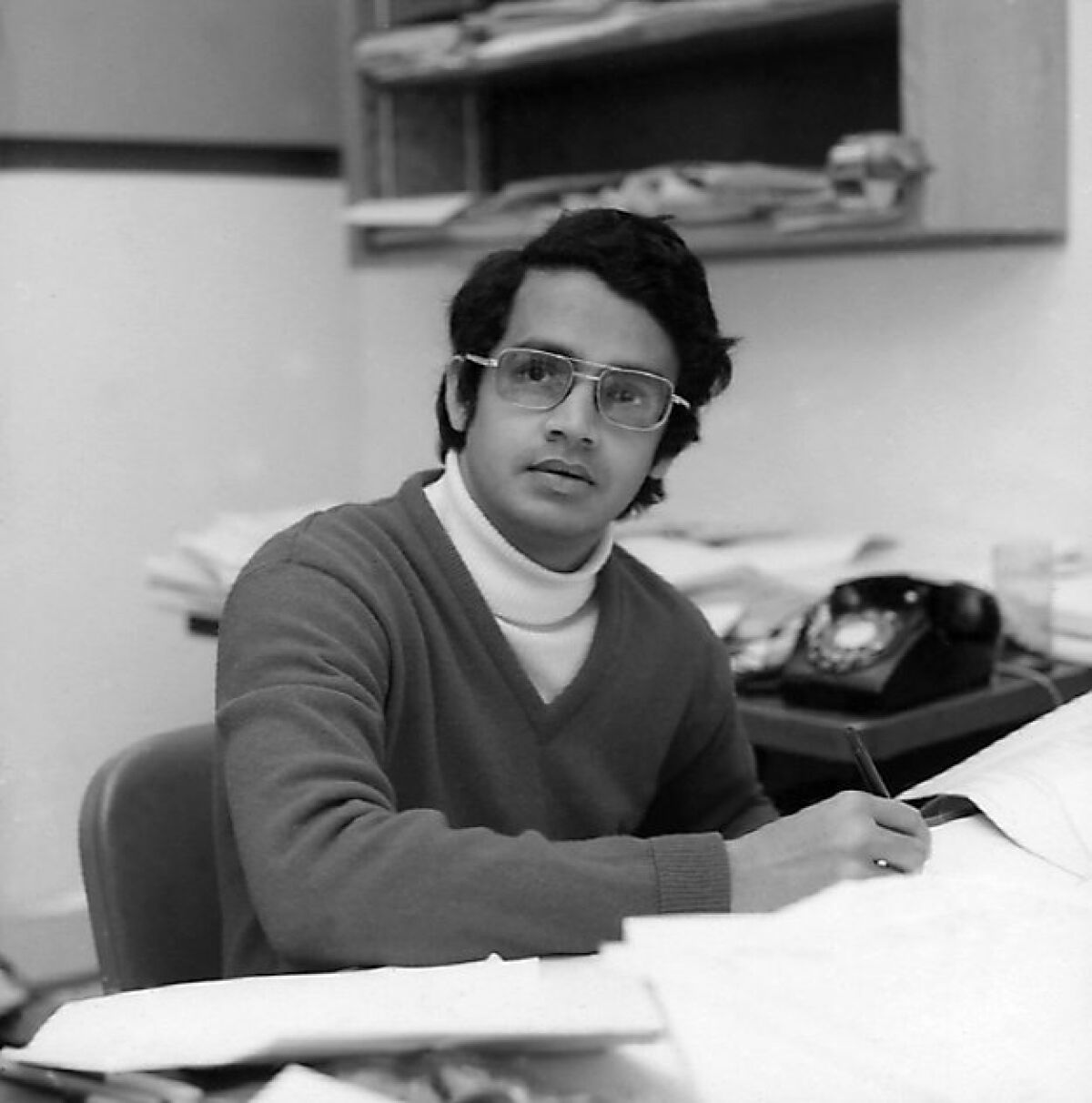 Winter 1978, Veerabhadran Ramanathan in his office at NCAR, Boulder, Colorado. — Courtesy photo