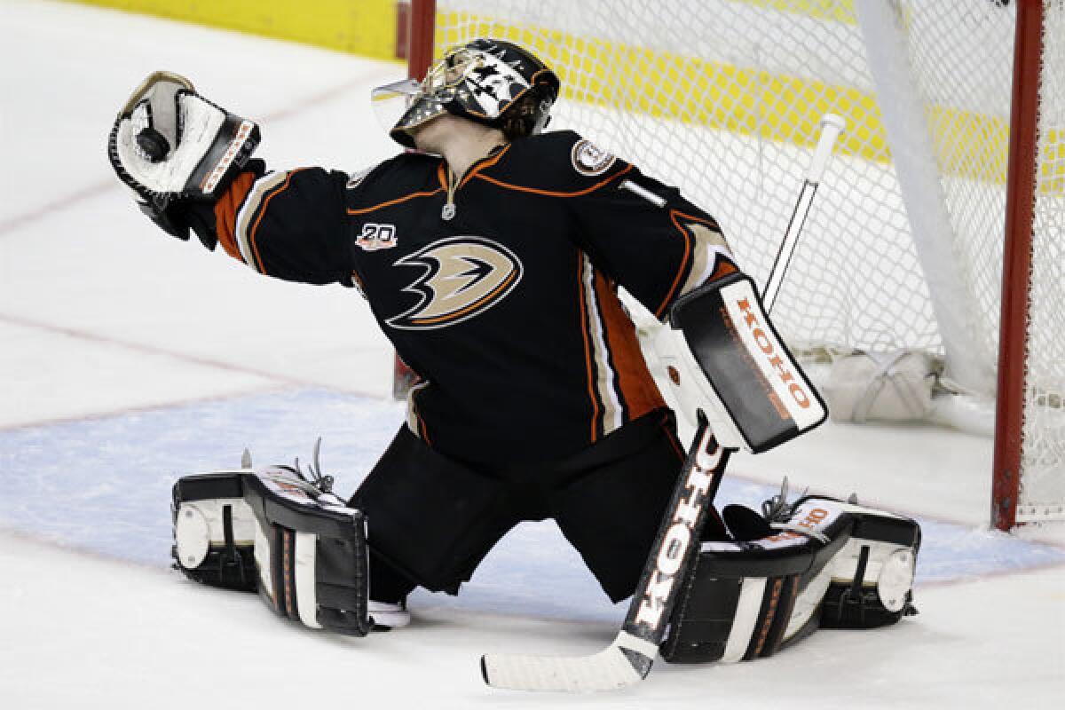 Ducks goalie Jonas Hiller is riding a team-record nine-game winning streak.