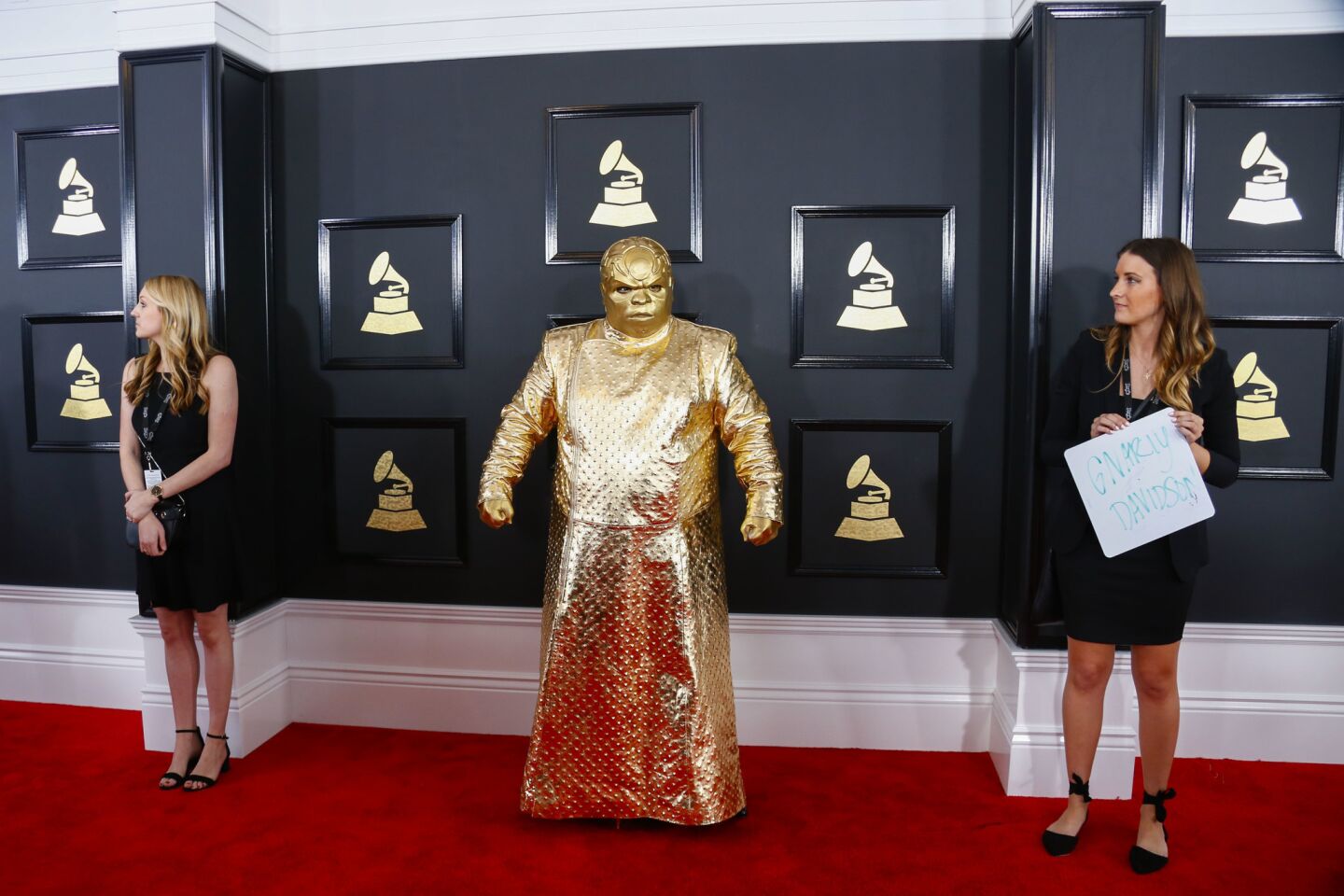 CeeLo Green alter ego Gnarly Davidsonn arrive at the 59th Annual Grammy Awards.