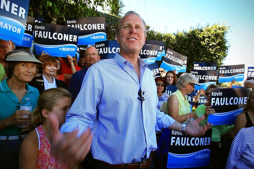 Kevin Faulconer, opening a campaign headquarters for his mayoral bid in September, 2013.