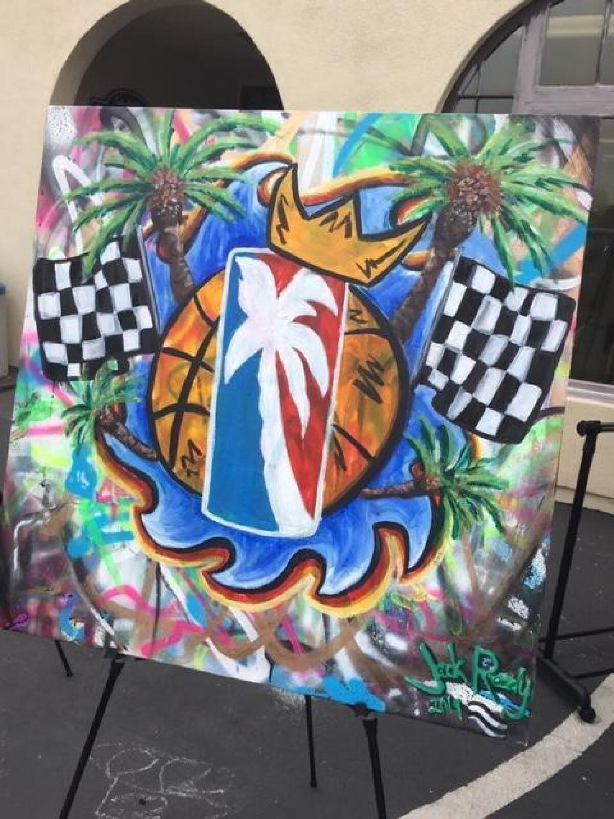Painting of Sneaks Summer Classic’s new logo by PB artist Jack Ready