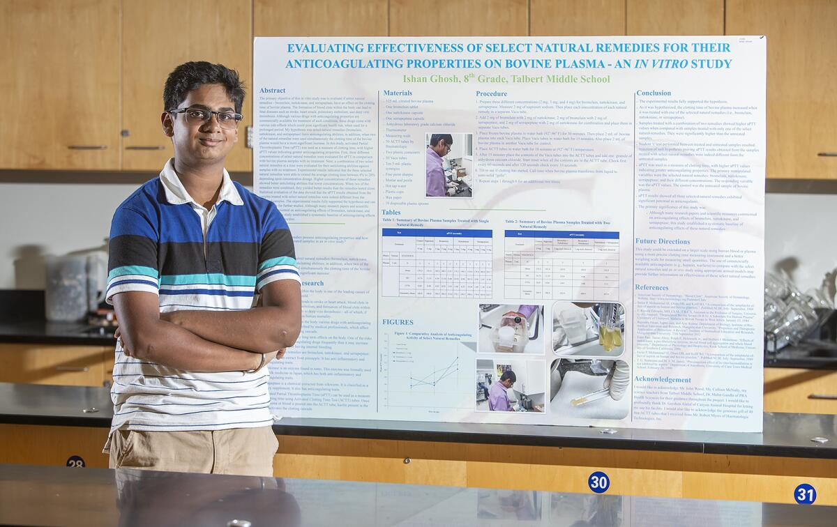 Ishan Ghosh, 14, a Huntington Beach student, is among the top 300 middle school scientists in the country, according Broadcom Masters, a science, technology, engineering and math competition.