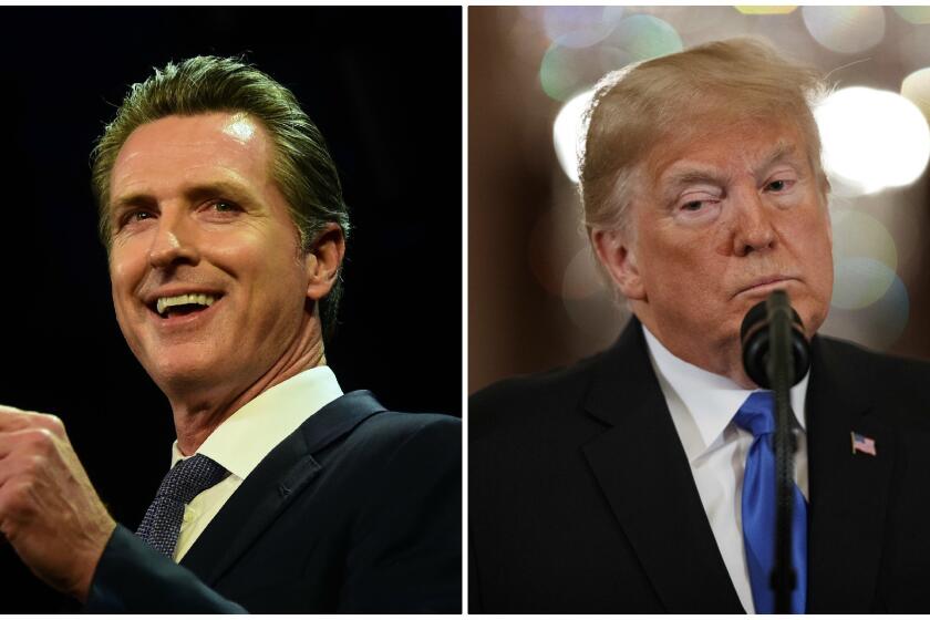 California governor-elect Gavin Newsom, left, and President Trump.