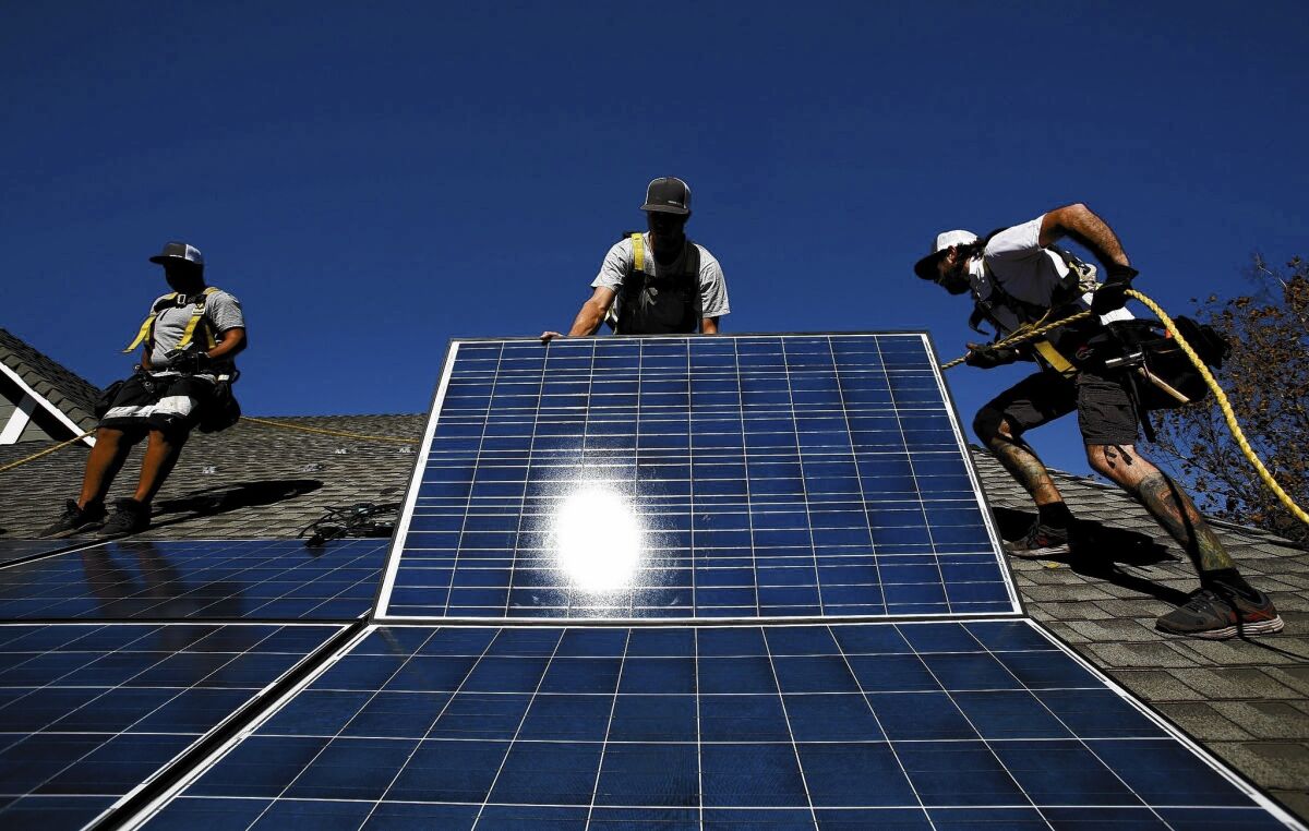 Rooftop solar panel installation