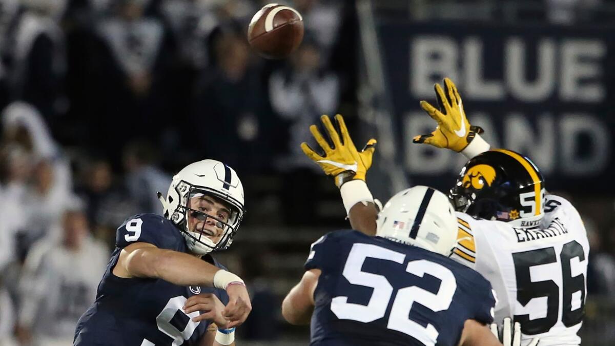 Penn State quarterback Trace McSorley passed for 240 yards and two touchdowns against Iowa on Nov. 5.