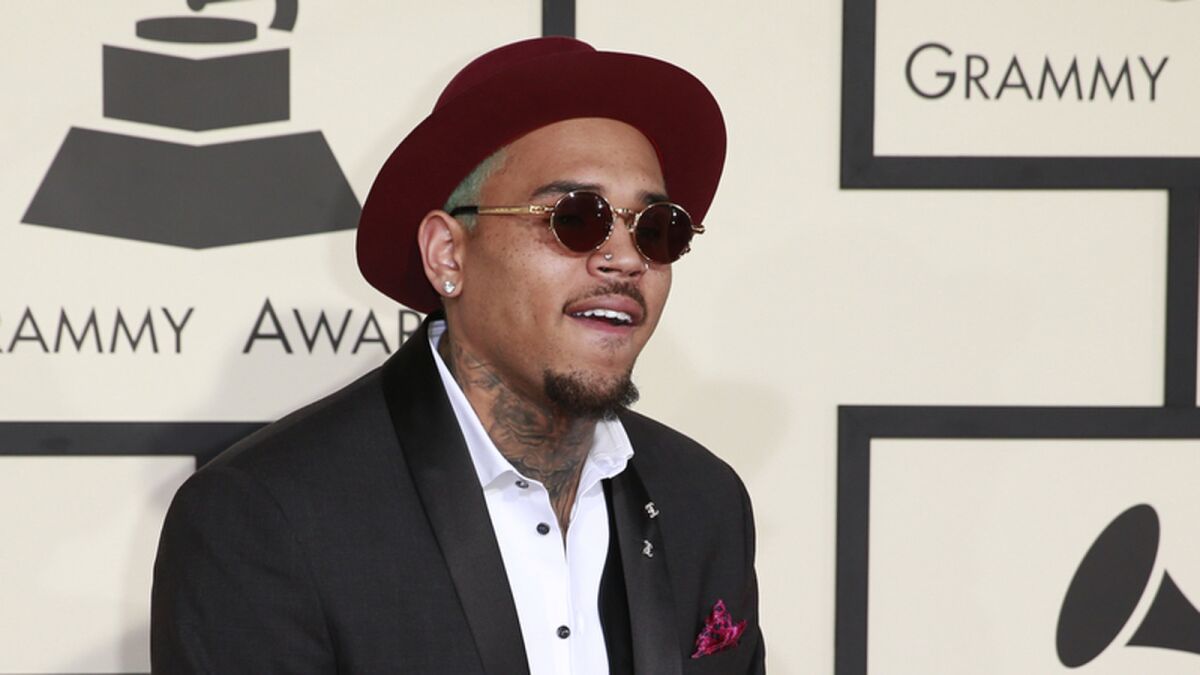 Chris Brown appears at the Grammy Awards at Staples Center in Los Angeles in 2015.