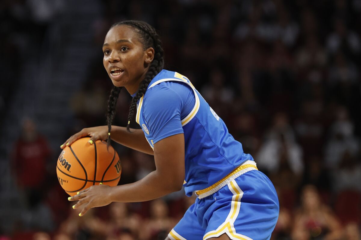 UCLA guard Charisma Osborne runs the offense during a game against South Carolina on Nov. 29.