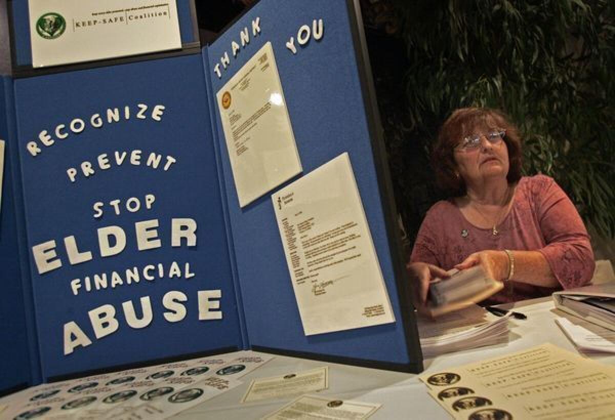 A display at a 2007 Torrance fundraiser aimed at stemming elder financial abuse.