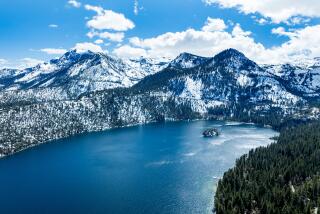 South Lake Tahoe, CA - April 18: View of Emerald Bay - Lake Tahoe will fill for the first time in many years on Thursday, April 18, 2024 in South Lake Tahoe, CA. (Brian van der Brug / Los Angeles Times)