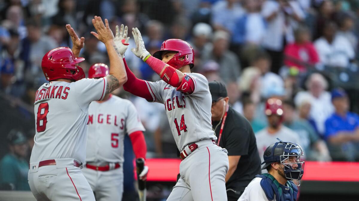 Logan O'Hoppe hits two-run homer, but Guardians beat Angels - Los Angeles  Times