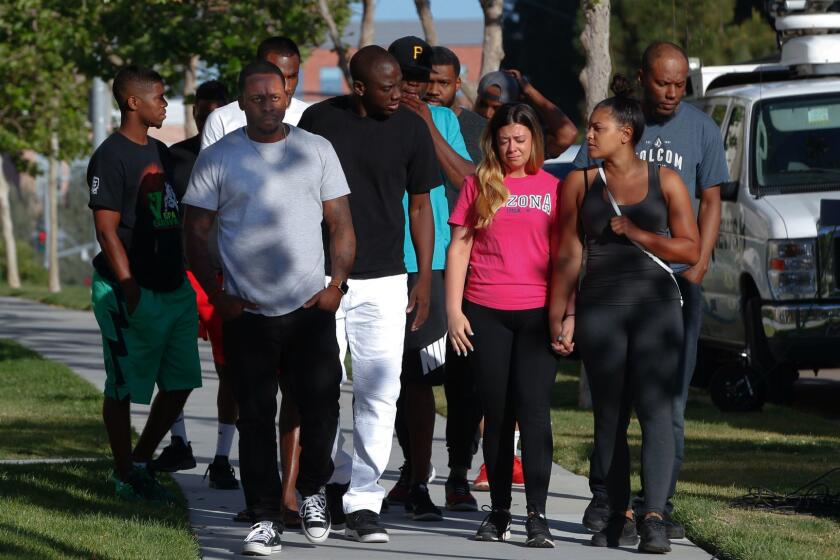 Walking to their press conference, victims who were at the shooting during a birthday (47th) party celebration last Sunday at the La Jolla Crossroads apartments, called for a press conference to speak with the news media late Tuesday afternoon.