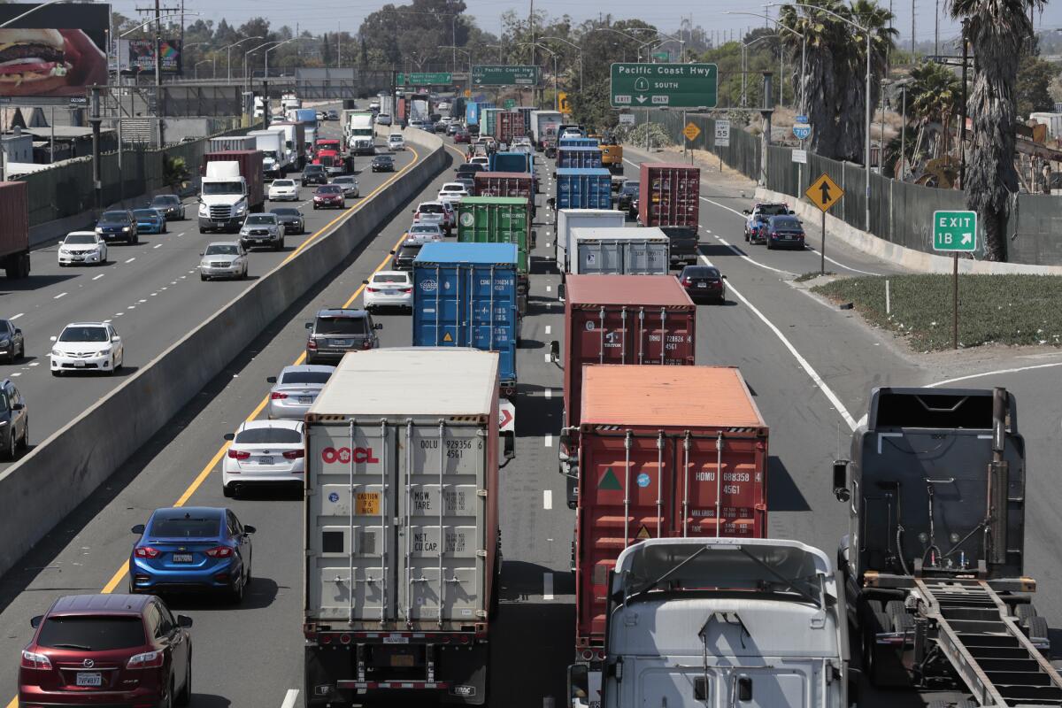 The 710 freeway from West Anaheim St. in Long Beach. 