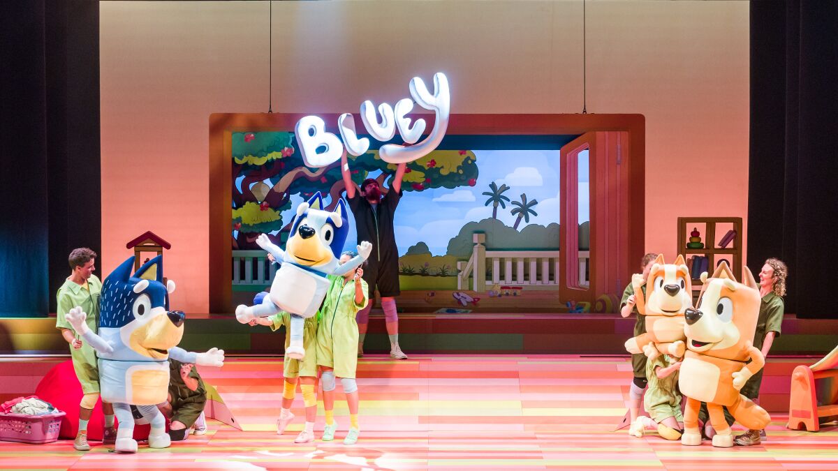 Puppeteers perform "Bluey's Big Play"