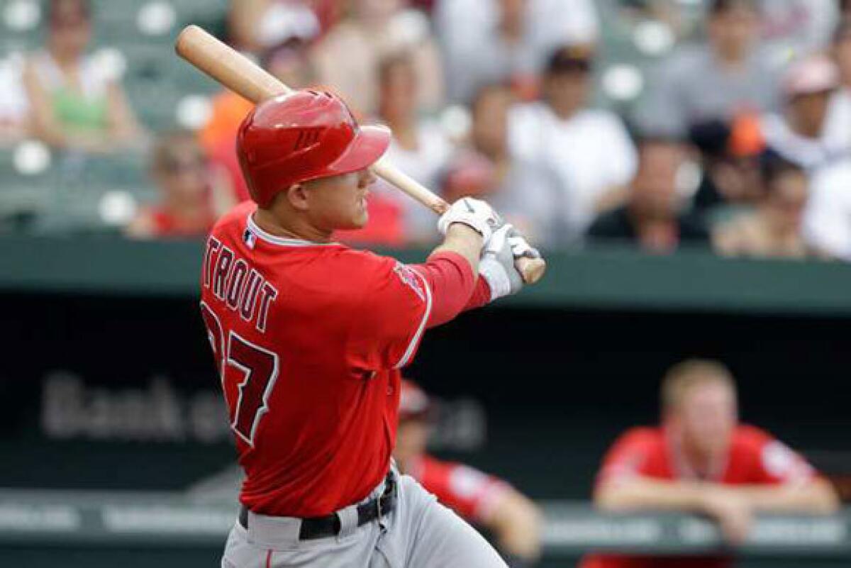 Mike Trout with the Angels last season.