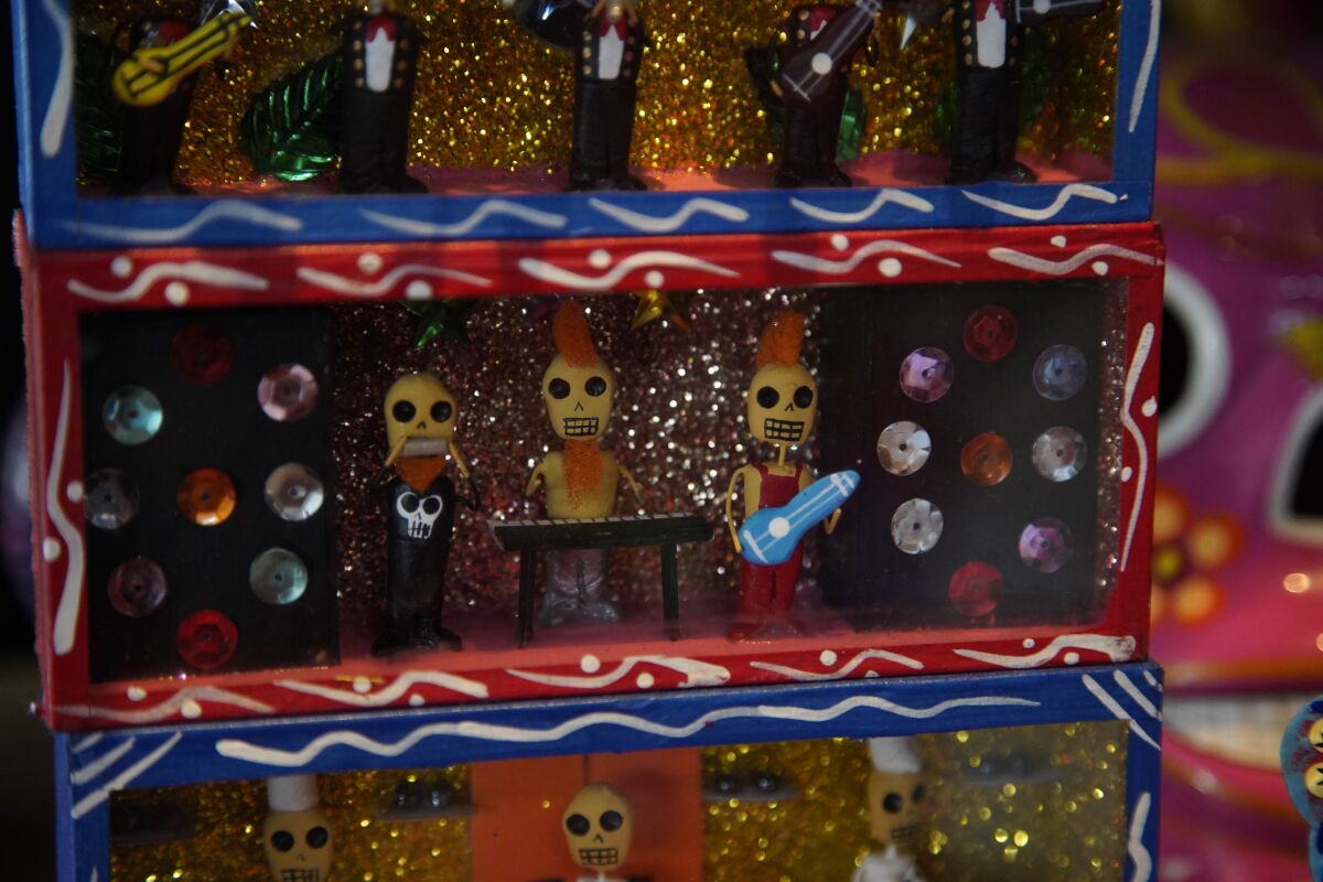 Dioramas on display at Mercado Hidalgo on Oct. 24 in Tijuana, Baja California in preparation of Dia de Muertos.
