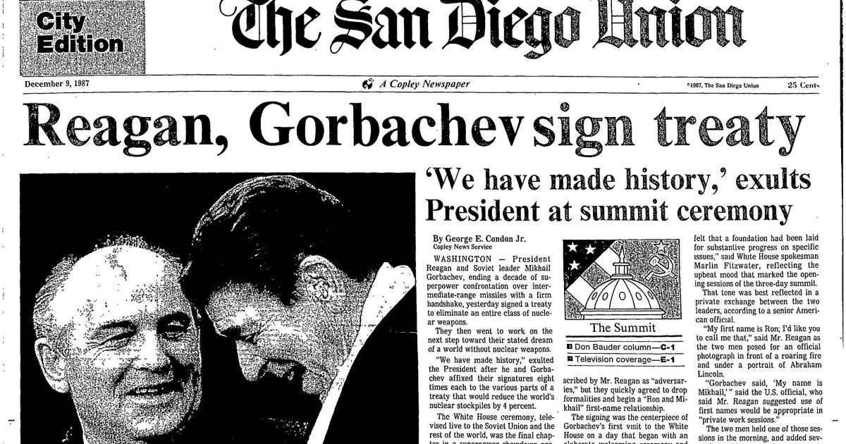 From the Archives: 1987 treaty marked new era between the US and ... - The San Diego Union-Tribune