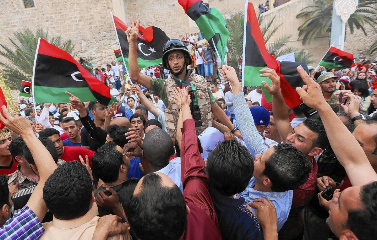 Libyans rally in Tripoli in May in support of rogue former Gen. Khalifa Haftar, who has begun an armed campaign he says is aimed at bringing stability to the nation.