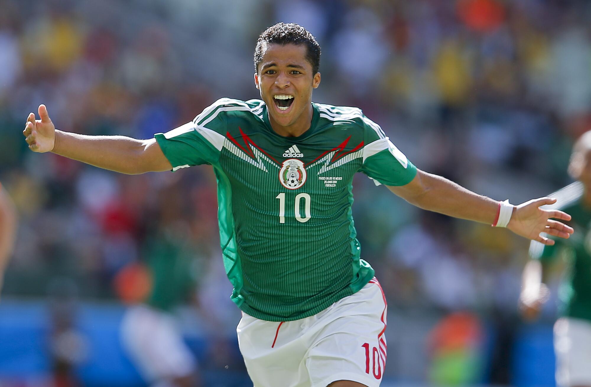 FILE - In this June 29, 2014, file photo, Mexico's Giovani dos Santos  