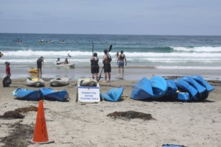 How a kayak company operates, including equipment staging and storage in La Jolla Shores, is determined by an evolving Request for Proposal. Ashley Mackin