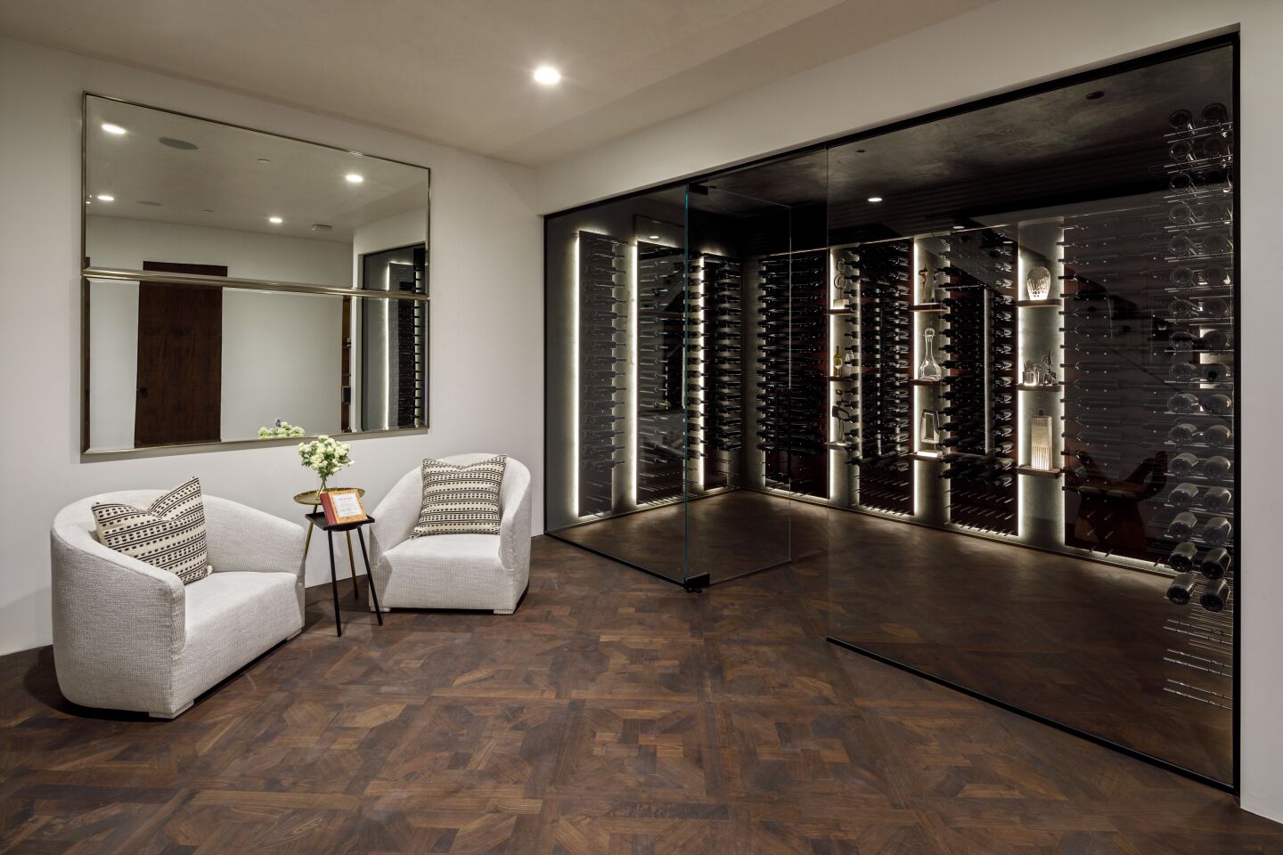 The wine cellar can hold up to 1,200 bottles.