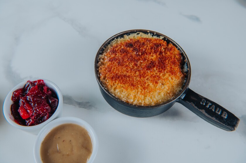 Yukon Gold mashed potatoes with parmesan crust from STK Steakhouse in Gaslamp.