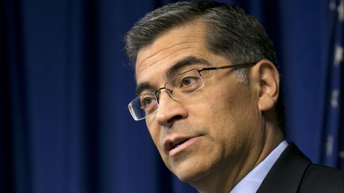 California Atty. Gen. Xavier Becerra in Sacramento in January. “California will not use state resources to support states that pass discriminatory laws,” he said.